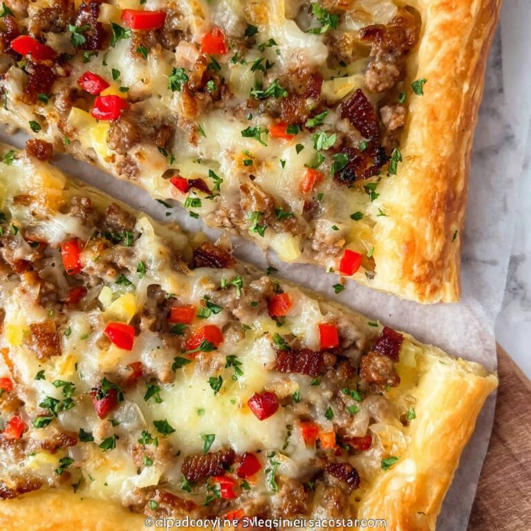 Breakfast Pizza with Sausage, Pepper Jack, and Veggies Recipe