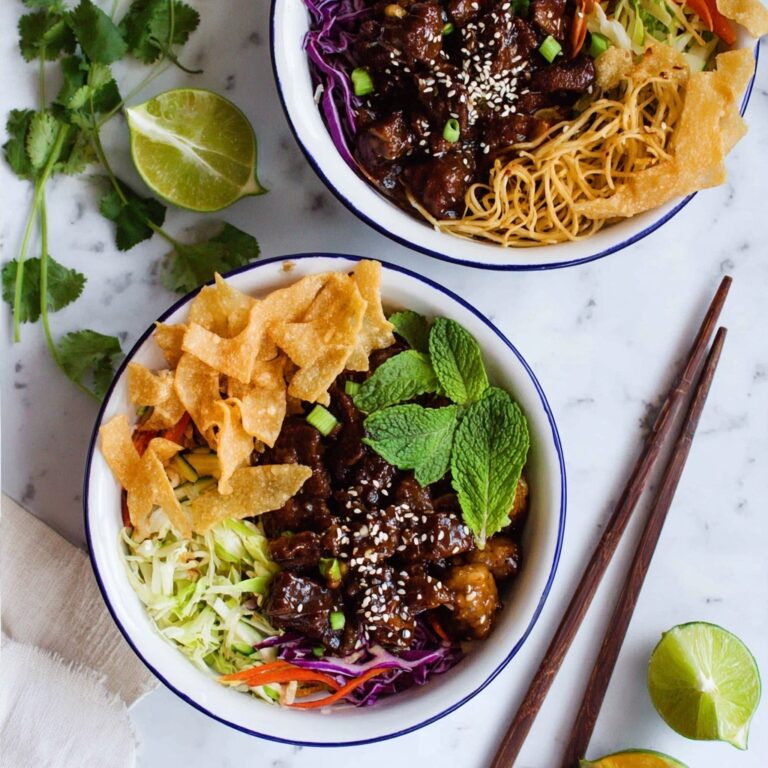 Teriyaki Chicken Wonton Taco Bowls Recipe