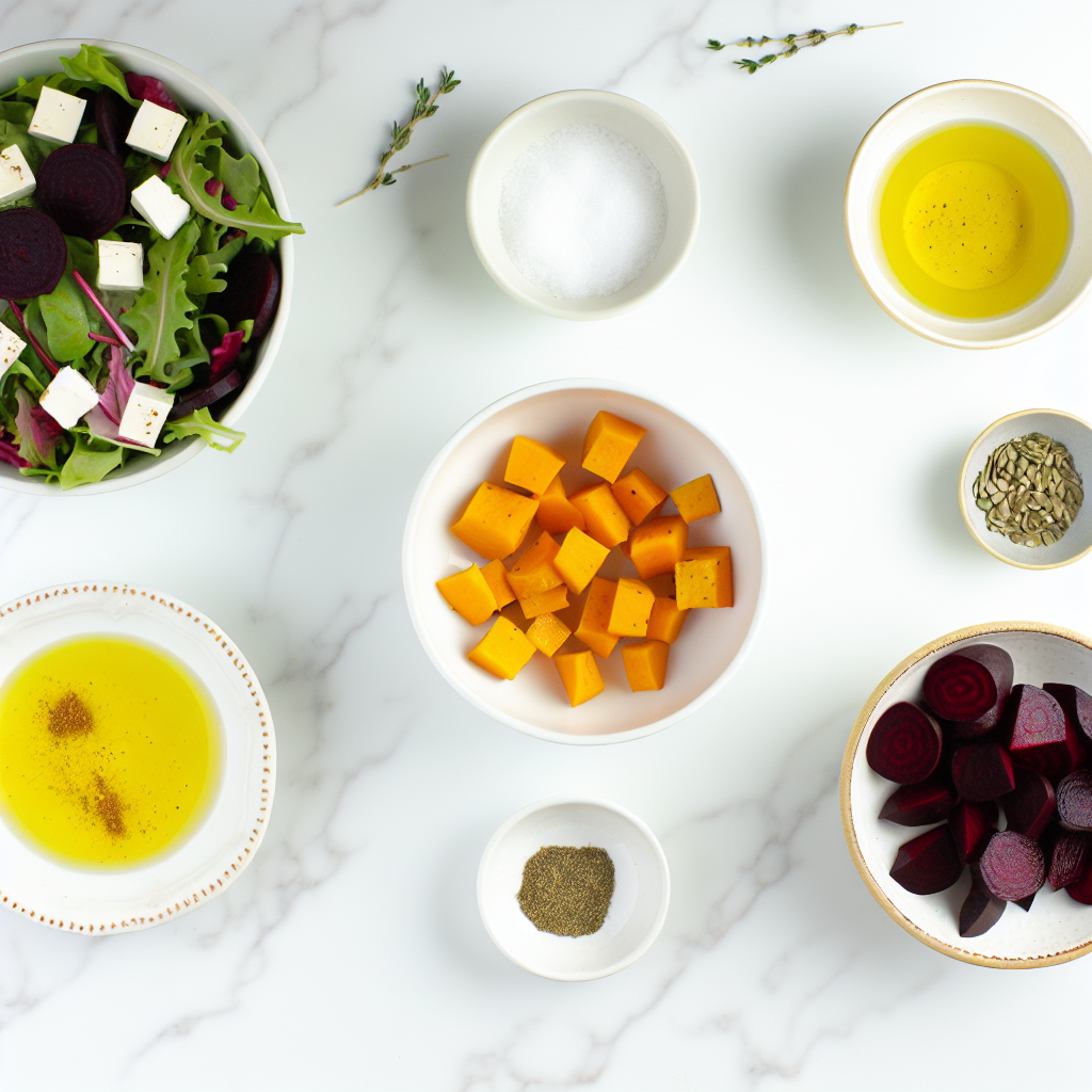 Roasted Pumpkin and Beetroot Salad with Feta and Toasted Nuts Recipe - Recipe Image