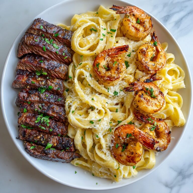 Blackened Steak and Shrimp Alfredo Recipe