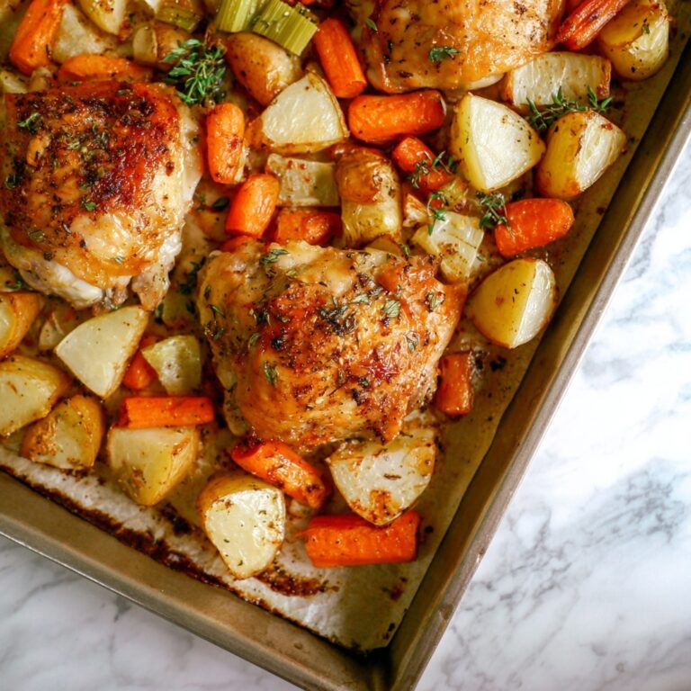 Crispy Roasted Chicken Thighs with Veggies (Bone-In) Recipe