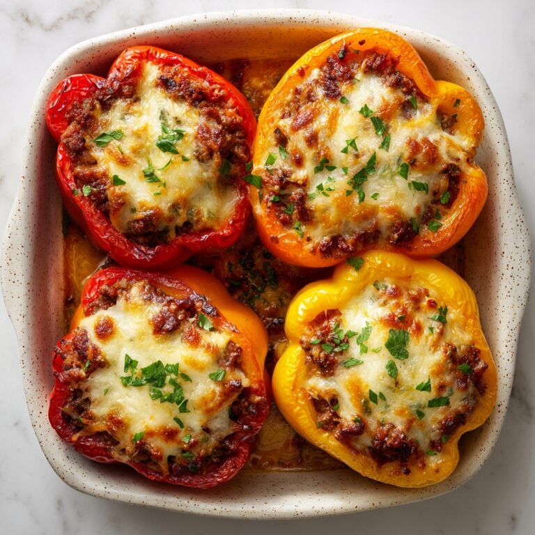 Stuffed Peppers with Savory Beef, Italian Sausage, and Rice in Marinara Sauce Recipe