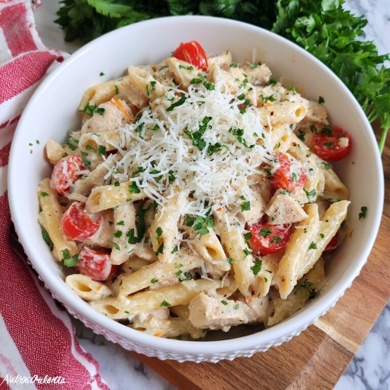 Baked Cajun Chicken Pasta with Garlic Herb Boursin Cheese and Cherry Tomatoes Recipe