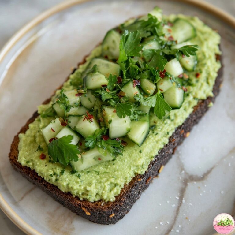 Smashed Cucumber Toast with Artichoke Edamame Spread Recipe