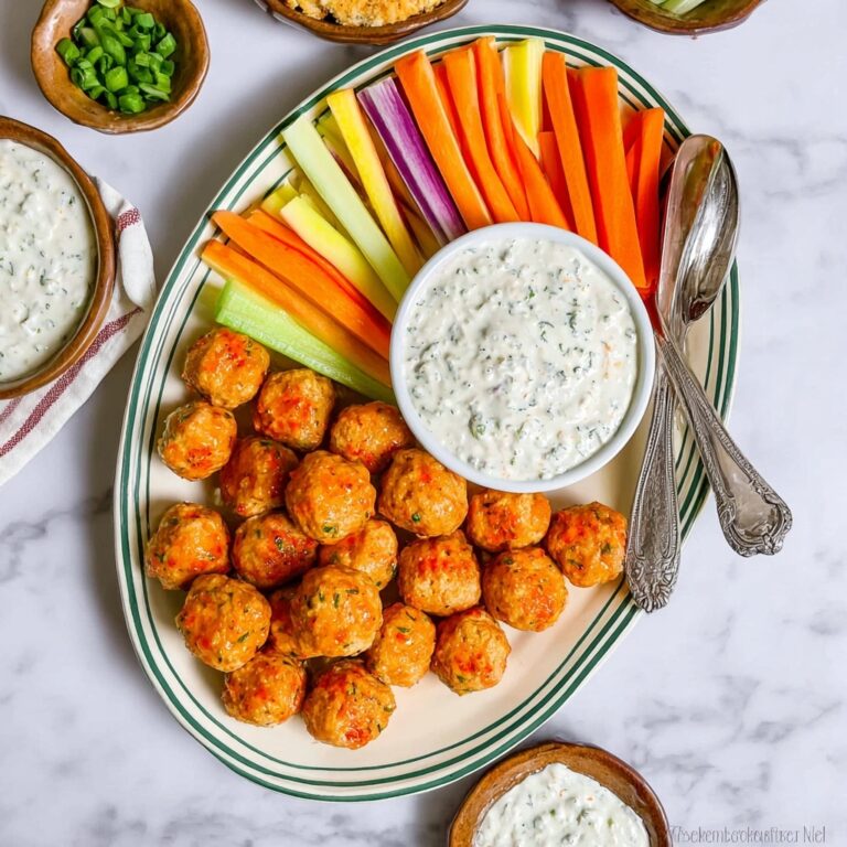Buffalo Chicken Meatballs with Blue Cheese Yogurt Dip Recipe