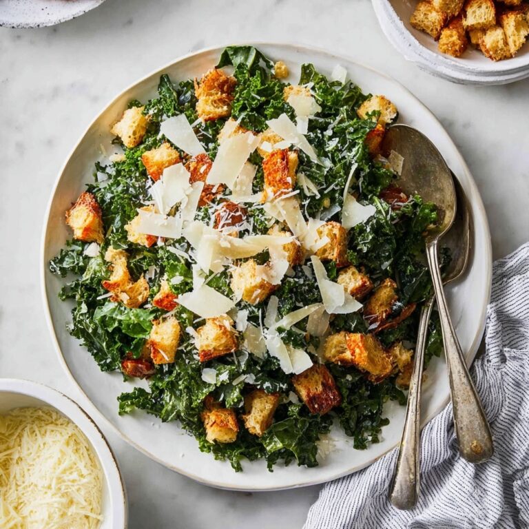 Kale Caesar Salad with Bacon Croutons and Parmesan Recipe