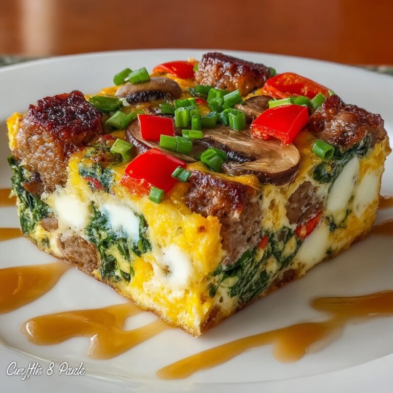 Hearty Sausage Spinach Mushroom Egg Bake Recipe