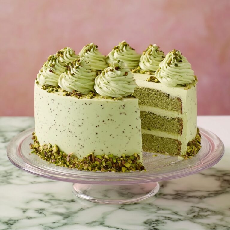 Decadent Pistachio Cake with Creamy Filling and Rich Pistachio Frosting Recipe
