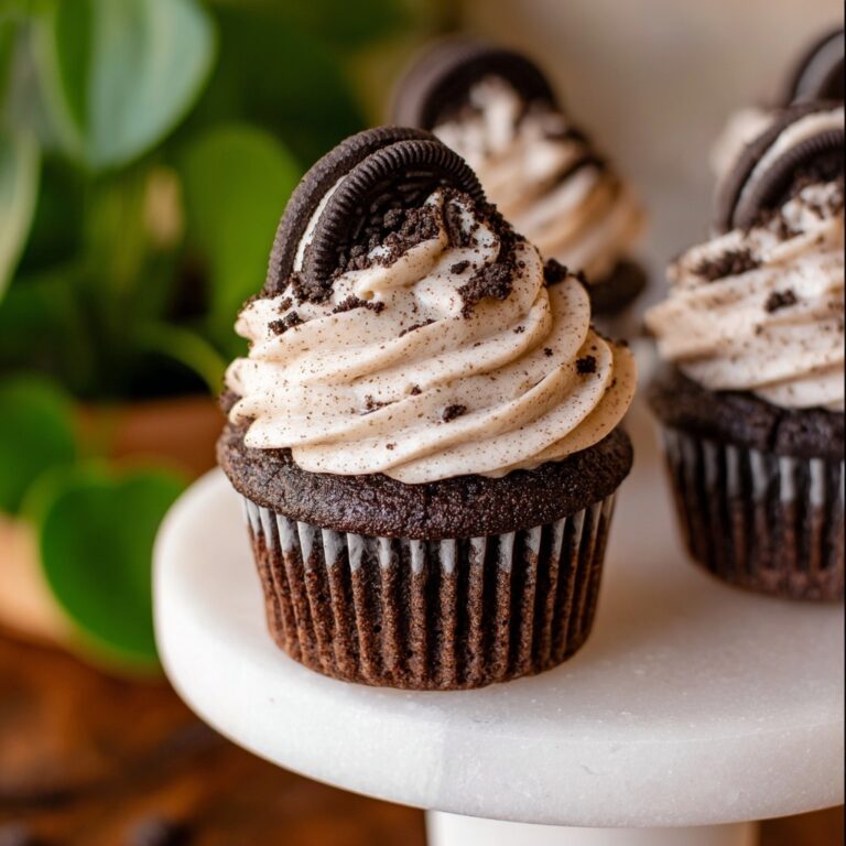 Oreo Cupcakes with Cream Cheese Filling and Oreo Topping Recipe
