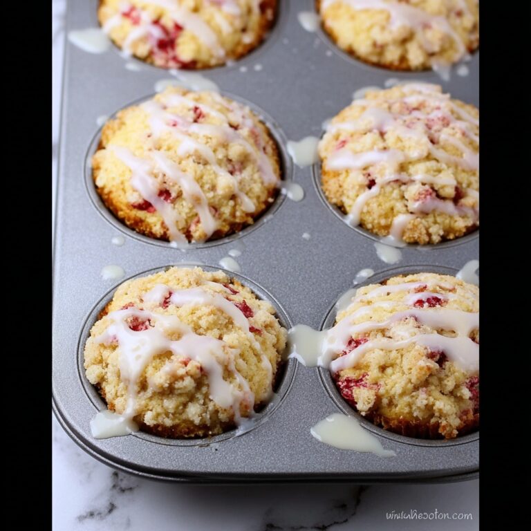 Bakery-Style Raspberry Streusel Muffins with Vanilla Glaze Recipe