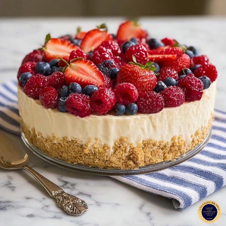 No-Bake Cheesecake Flag Cake Recipe