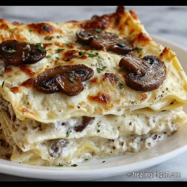 Creamy Mushroom Lasagna with Parmesan and Mozzarella Recipe