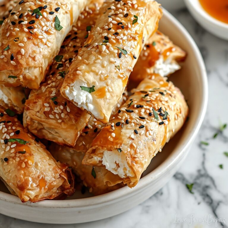 Oven Fried Feta Rolls with Chili Honey Recipe