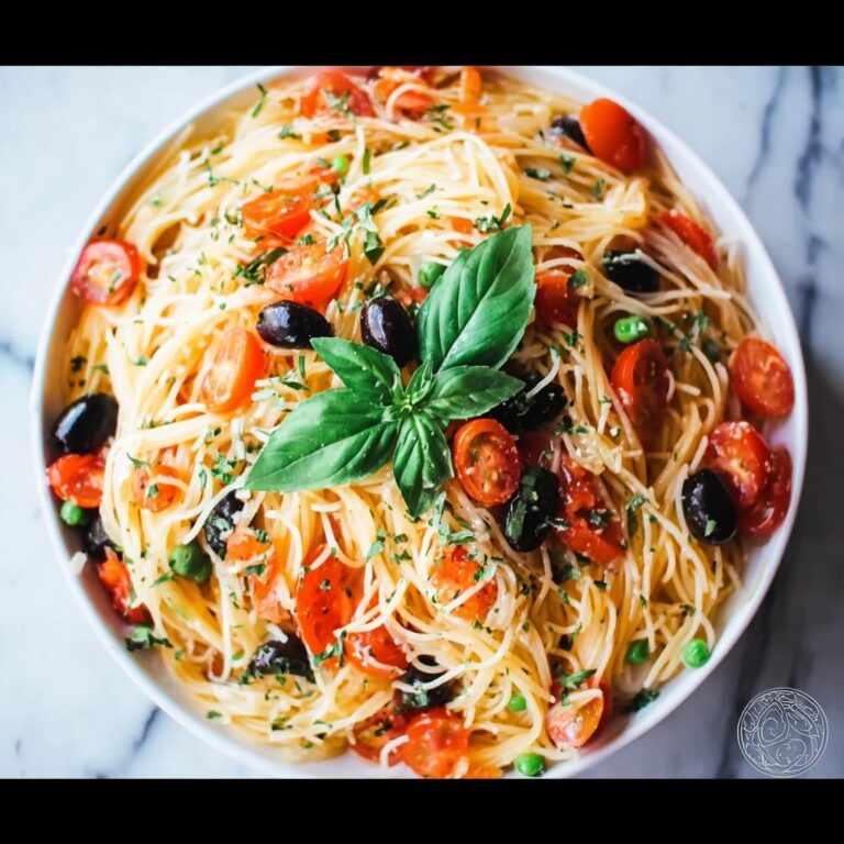Angel Hair Pasta Salad with Cherry Tomatoes, Cucumber, and Feta Recipe