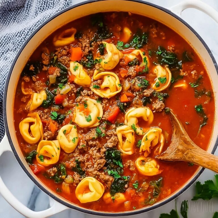 Tortellini Soup with Ground Beef and Vegetables Recipe